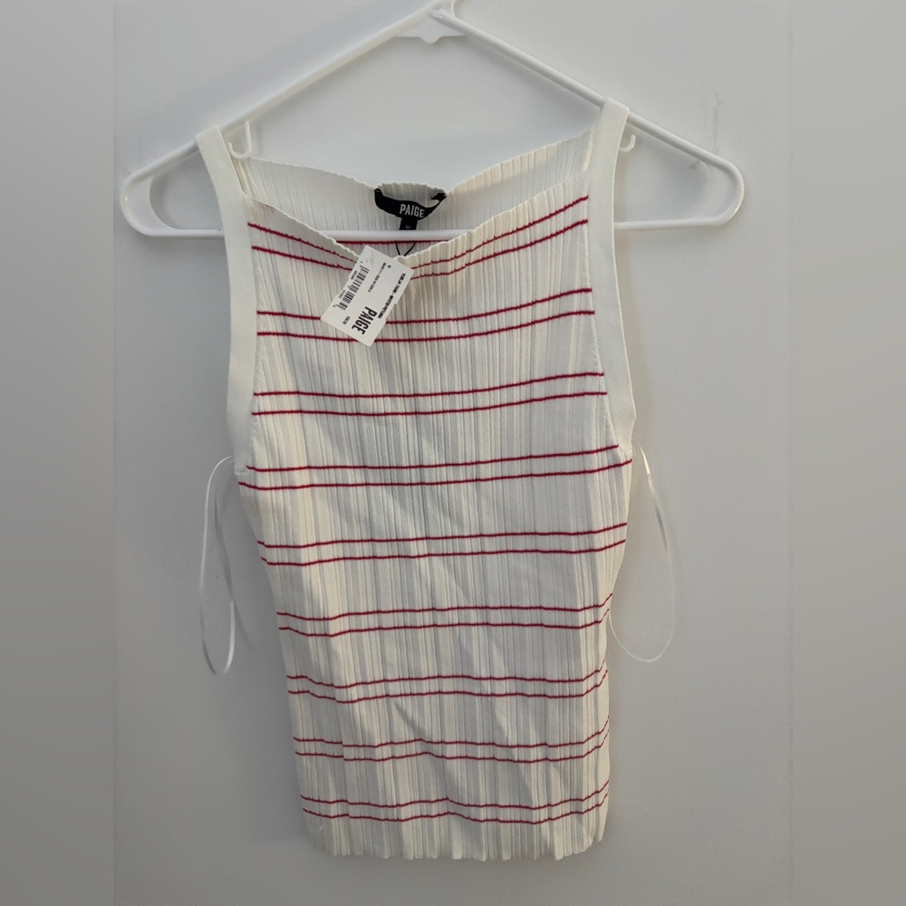 PAIGE Ivory and Crimson Striped Top tag on never worn!